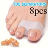 Set of 8 Gel Toe Separators - Essential Care Items for Feet and Hands for Both Genders - Soft and Comfortable Big Toe Cushions with 2 Rings, Odorless