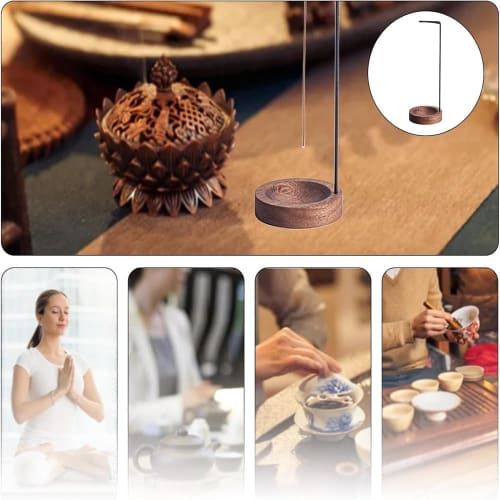 Spill-Proof Incense Holder, Hanging Incense Holder for Buddhist Altars, Stylish Wooden Base with Removable Incense Burner Stand, Perfect for Home, Liv