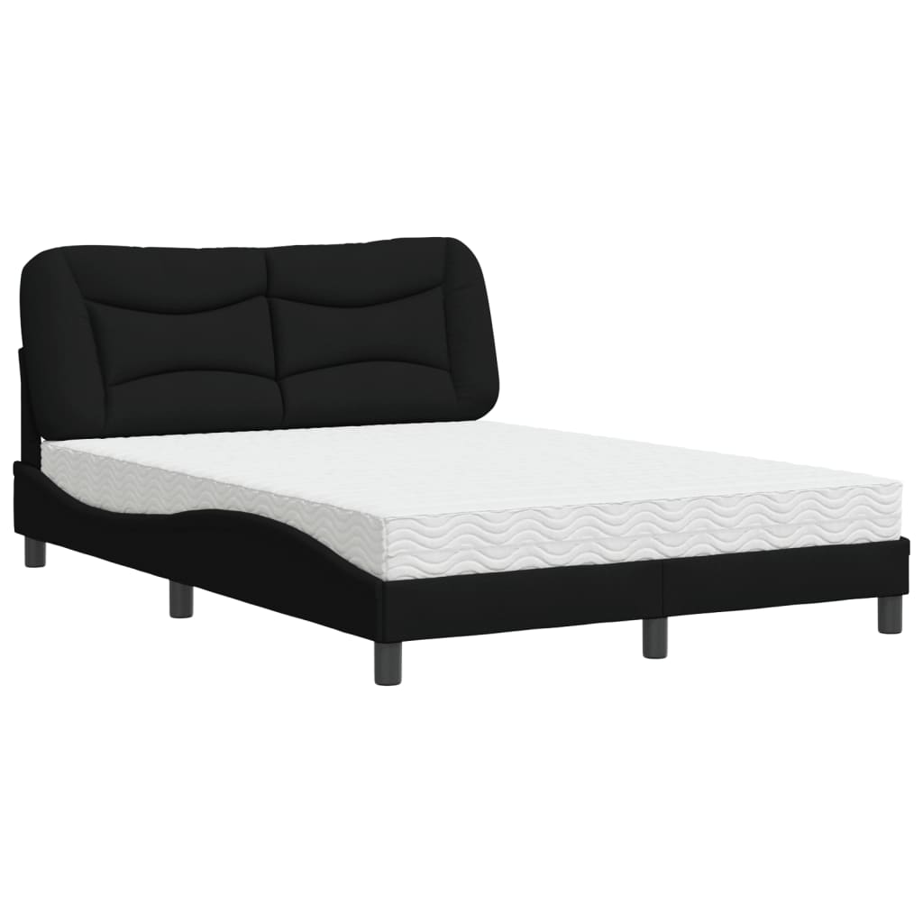 Vidaxl Bed With Mattress, Black, 120X200 Cm, Upholstered