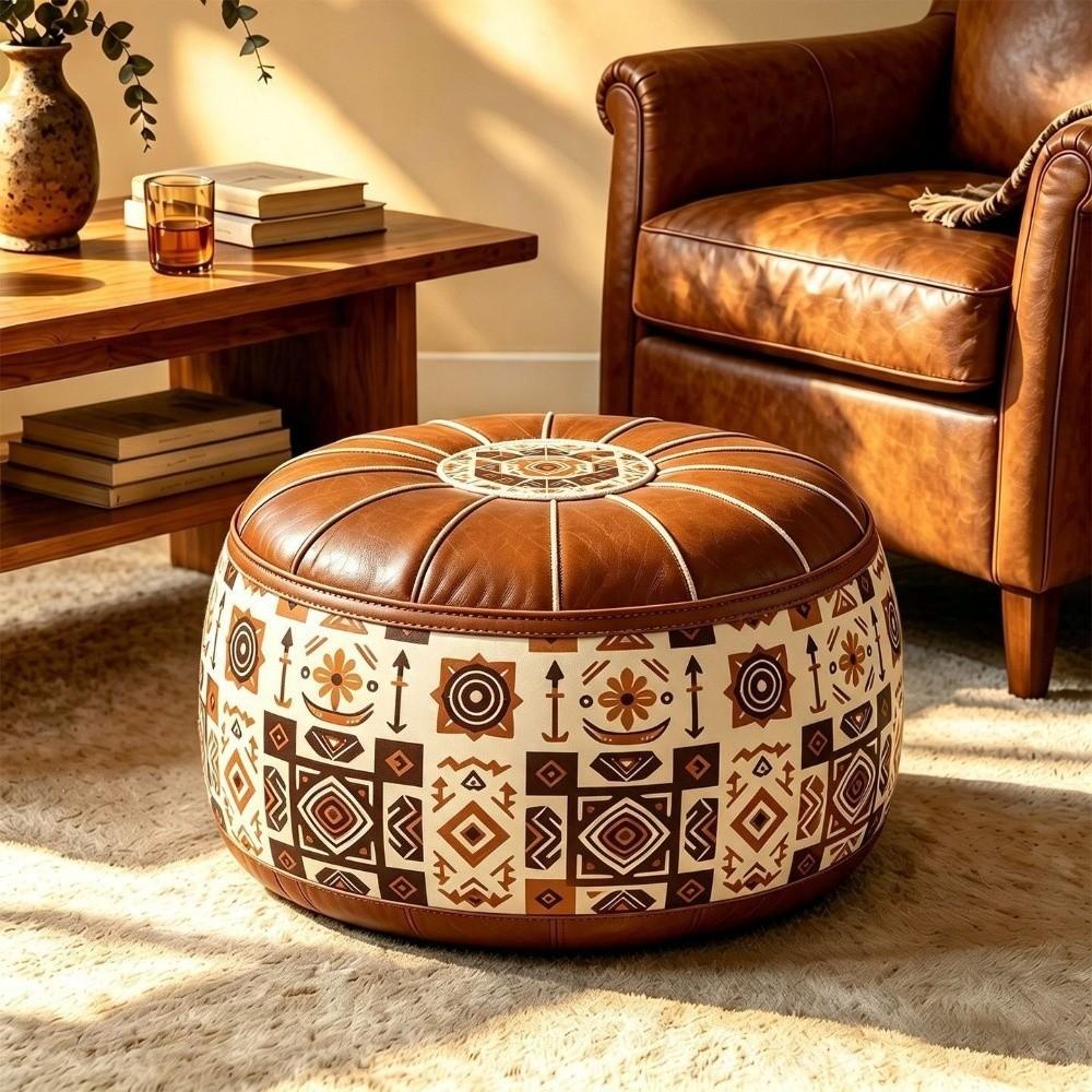 Boho Stil Sofa Hockerbezug Ungefüllte Kleideraufbewahrungstasche Runder Hockerbezug Schlafzimmer