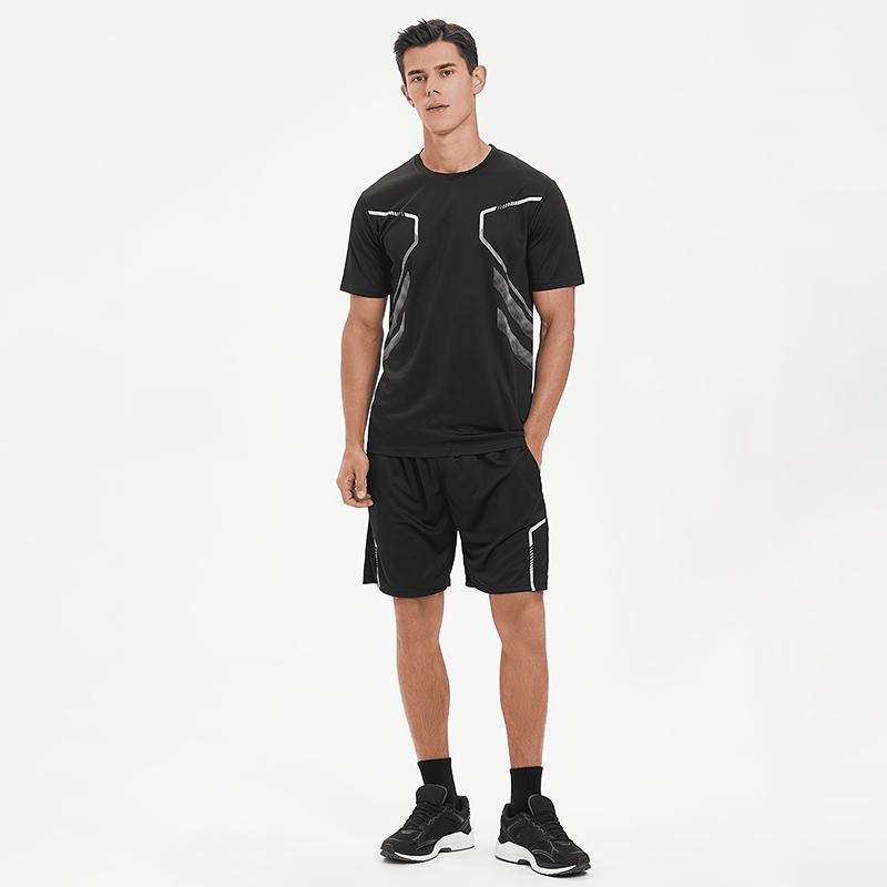 Plus Size Men's Quick-Drying Short-Sleeved Shorts Suit Sportswear Men's Leisure Sports Running Fitness T-Shirt Shorts Set Men