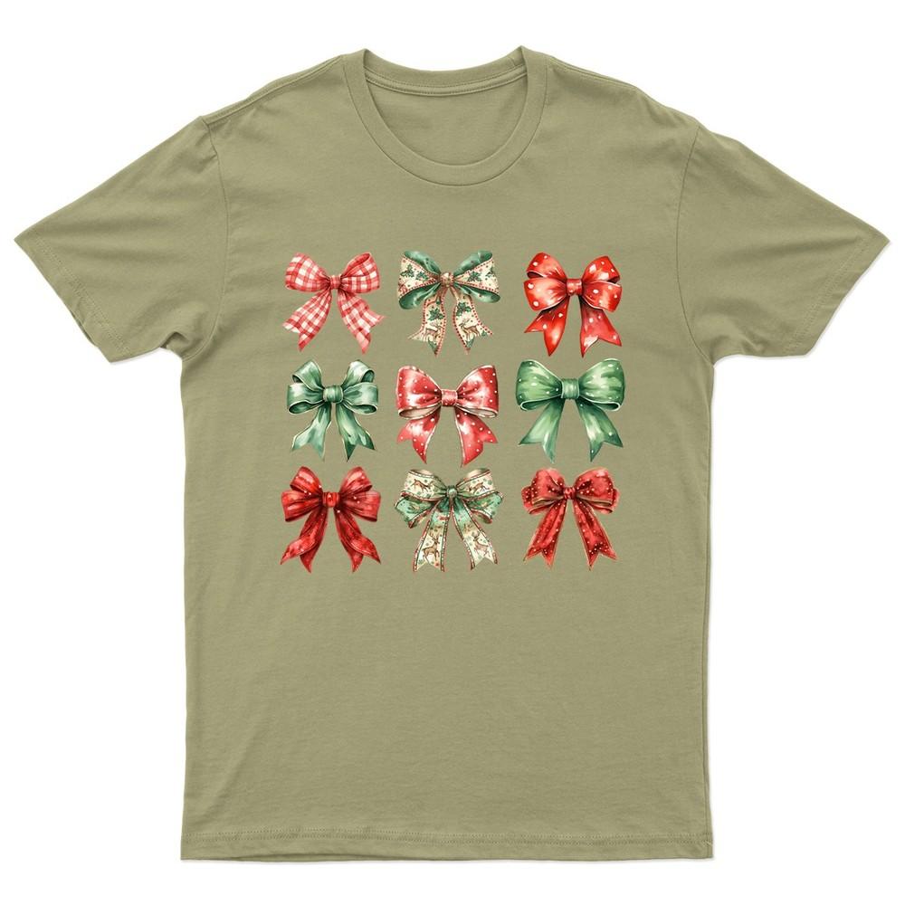 Christmas Bows Festive Holiday TShirt Unisex Gift Retro Seasonal Funny Xmas