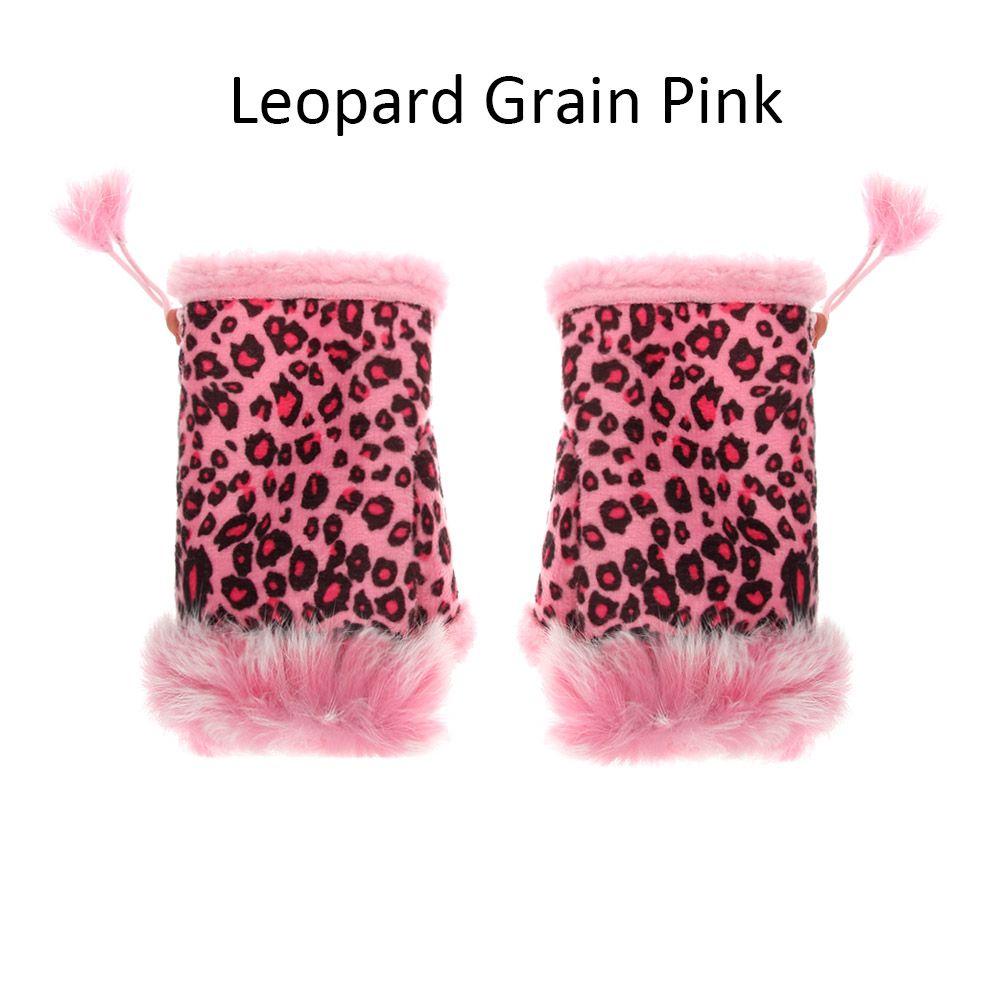 Women Girls Soft Keep Finger Warm Faux Rabbit Hair Gloves Thicken Warm Fingerless Warm Mittens