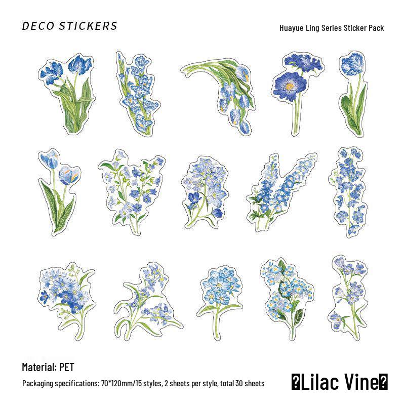 Infeel.Me PET Flower Moon Retro Sticker Pack for Journal Decoration - 4 Types