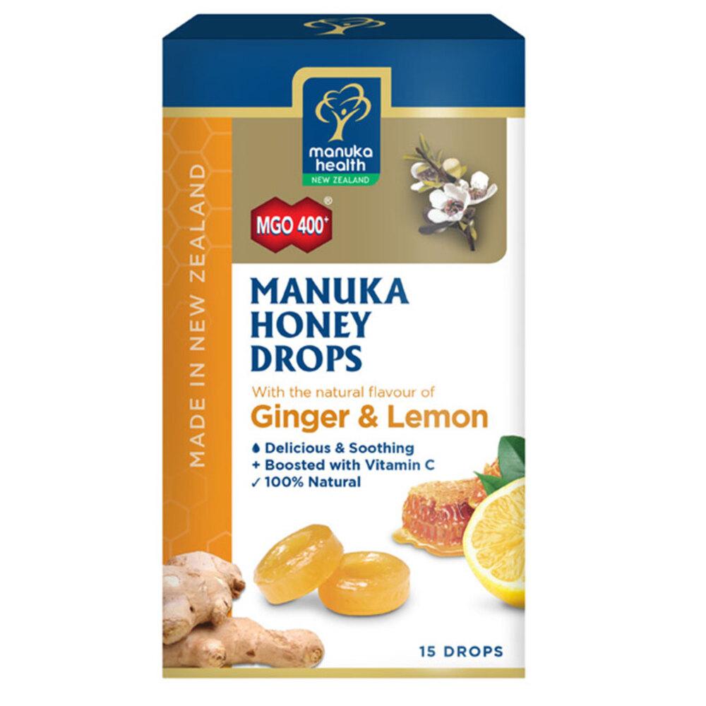 Manuka Health Manuka Honey Drops Lemon & Ginger 15 Pack 65g