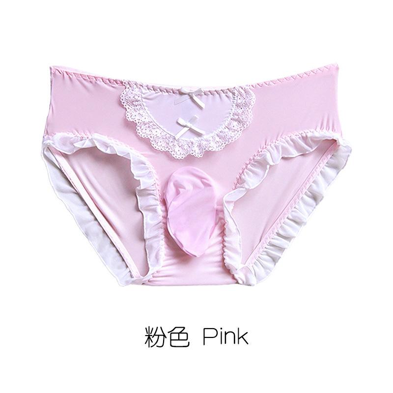 Japanese Maid Cosplay Panties Men Sweet Lolita Brief Sexy Bullet Separation Underwear Bow Lolita Lingerie Penis Sheath Underpant