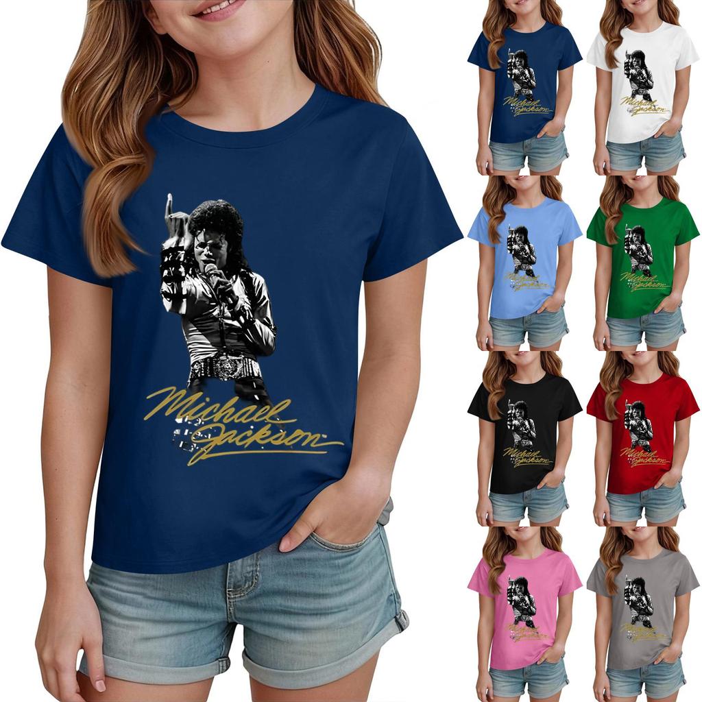 Kinder Print Rundhals Kurzarm Freizeit T-Shirt