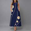 Ladies Oversized Sleeveless Round Neck Dress Vivid Cluster Floral Printed Loose Midi Dress