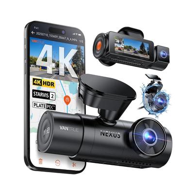 VANTRUE N4 Pro S 4K automobilio vaizdo registratorius, trigubo kanalo 4K + 1080P + 1440P su GPS, 24/7 parkavimo stebėjimas, valdymas balsu, IR naktinis matymas, LTE