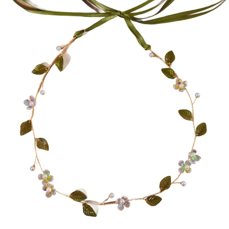 Elegant Pearls Embellished Hair Garland Handmade Pearls Crown Bridal Hair Jewelry for Weddings and Formal Event