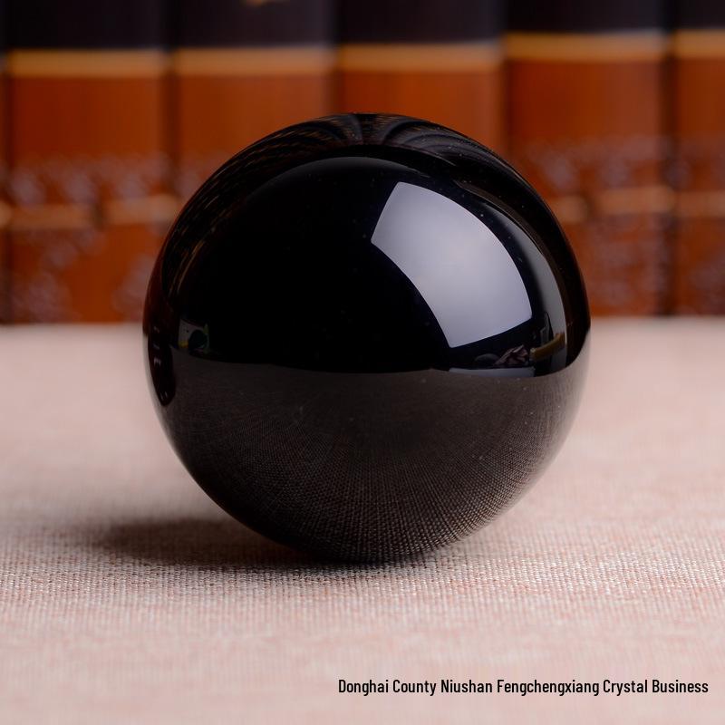 Natural Obsidian Crystal Ball Ornament for Home or Office Decor