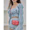 New ladies messenger bag fashion texture red liquid small square bag high-quality ladies sweet color shoulder bag