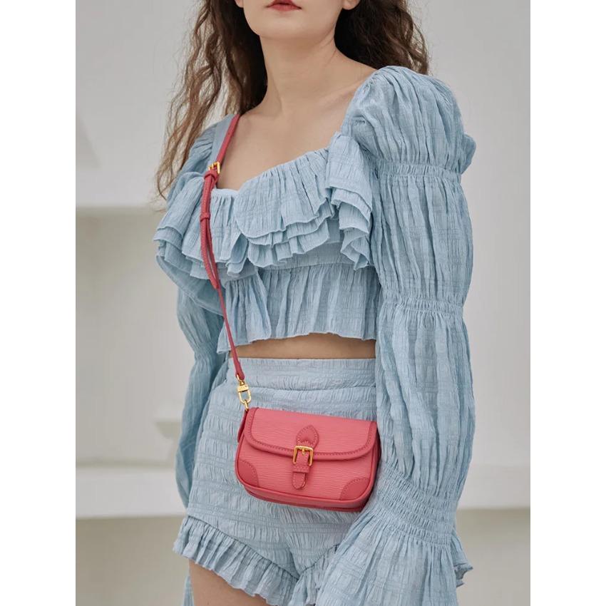 New ladies messenger bag fashion texture red liquid small square bag high-quality ladies sweet color shoulder bag