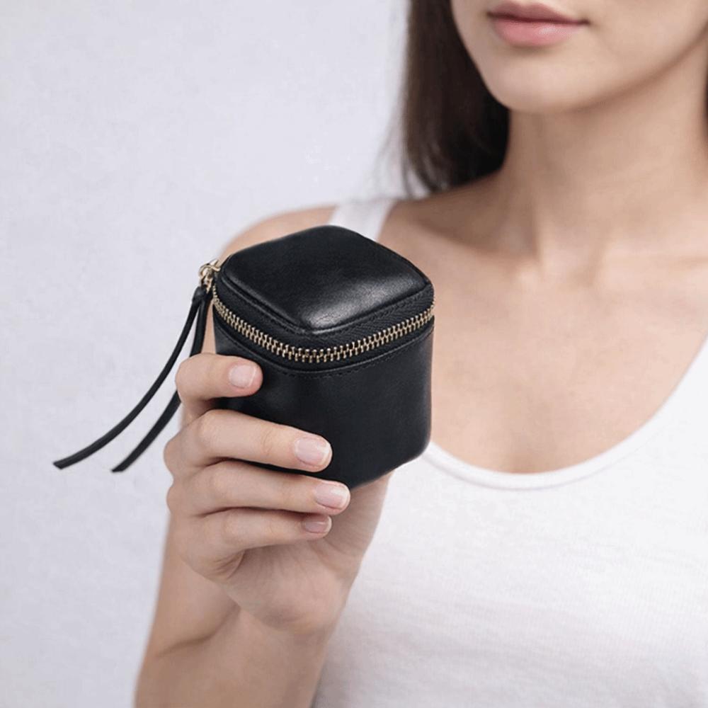 Multifunctional Small Square Coin Purse Leather Mini Storage Bag Retro Zipper Wallet Travel