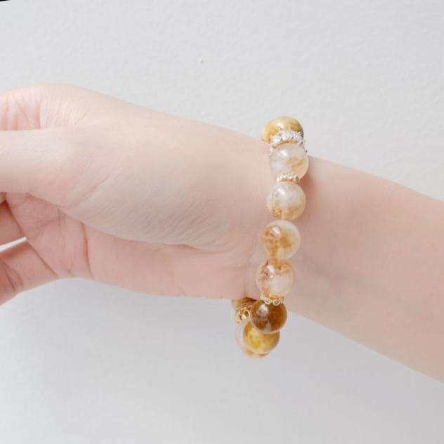 Women's Gold Tiger Eye & Yellow Crystal Bracelet - Attract Wealth, New Chinese Style, High-End Design.