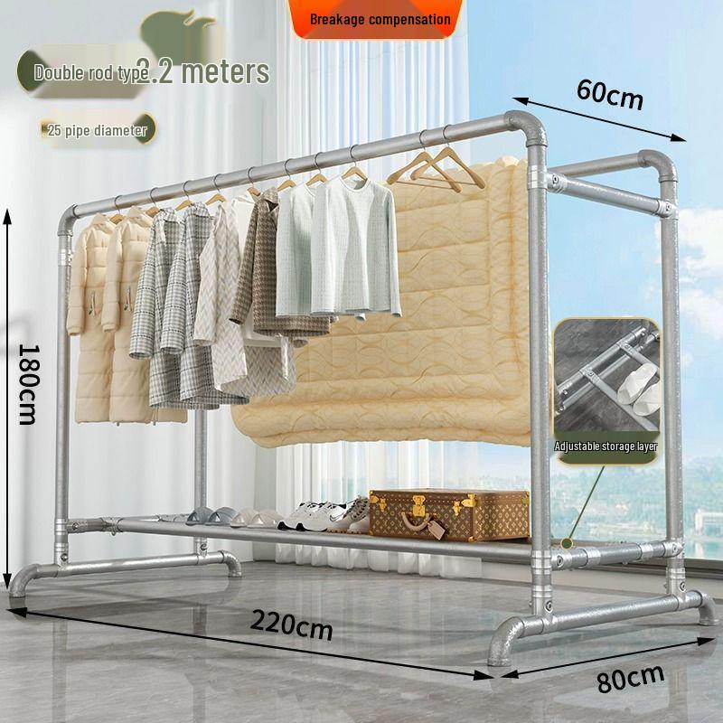 Windproof Outdoor Galvanized Steel Clothes Drying Rack with Thickened Pipes for Balcony