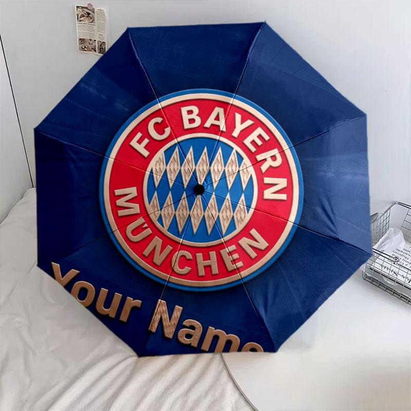 1 PC Automatic Folding Umbrella - FC Bayern Munchen Custom Name Pattern, Portable & Foldable Design with 8 Ribs, Christmas Birthday Gifts