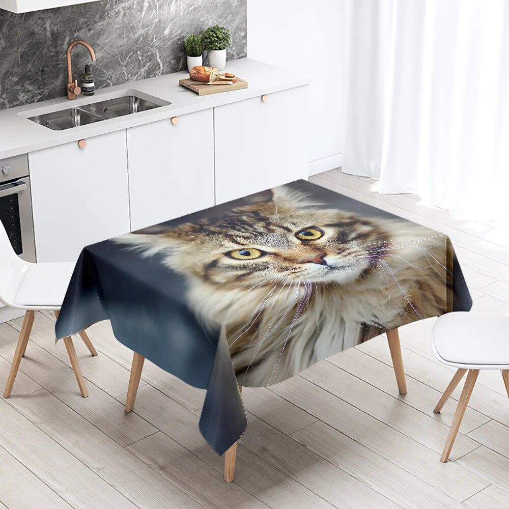 Cute Cat Tablecloth Party Restaurant Table Decoration Waterproof Rectangular  Kawaii New Home Kitchen