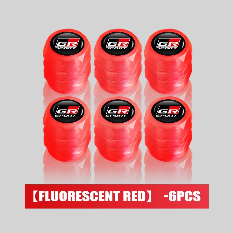 For 5KJH 4/6/10Pcs Car Styling Fluorescent Tire Valve Caps Auto Exterior Accessories GRsport Yaris Corolla Rav4 CHR Auris JHE5