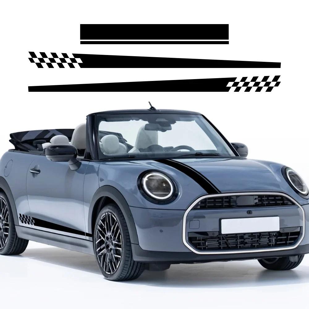 3PCS Car Engine Hood Stickers Car Door Side Long Striped Vinyl Decals Self-adhesive Auto Body Decoration For MINI Cooper R56 R53