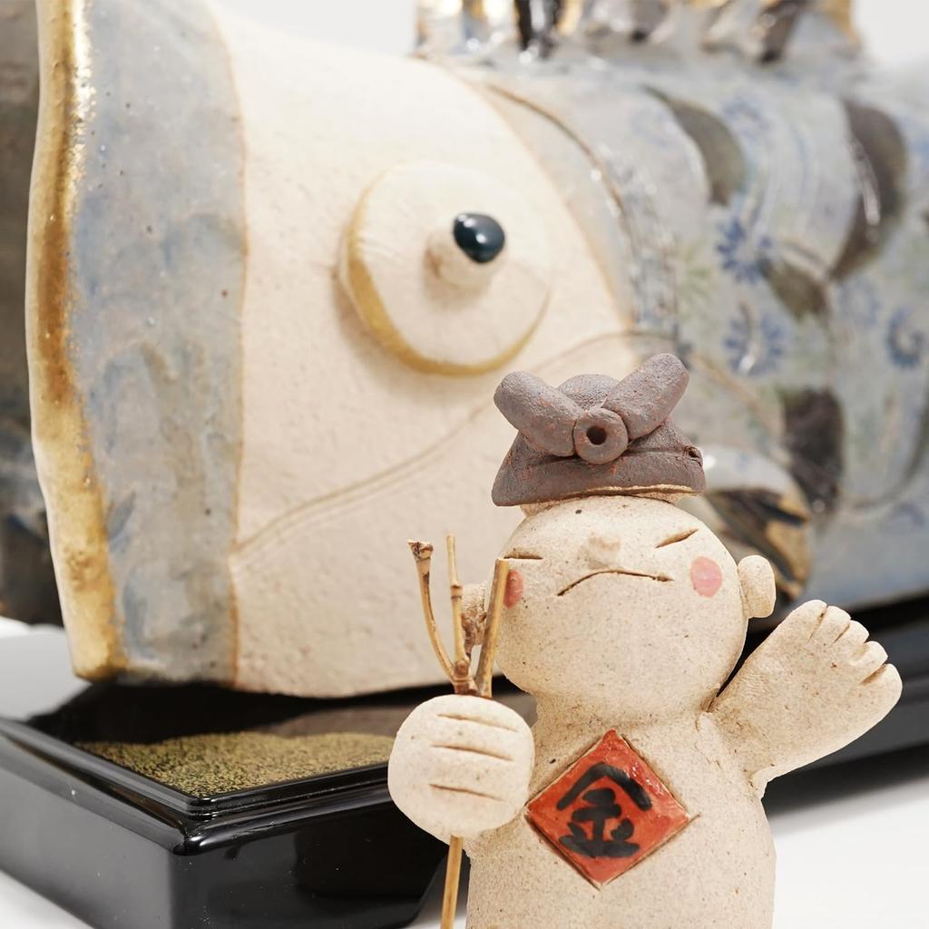 Fukubeya Mino Ware Toyodaigama Extra Large Brave Carp Streamer Tatara May Doll Interior Decoration Gift for Boys' Day