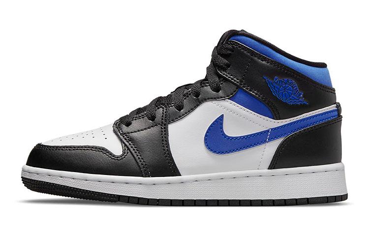 Jordan 1 Mid Белый Черный Гоночный Синий GS 554725-140 35.5