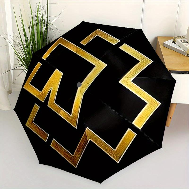 

1pc Golden Geometric Pattern Umbrella with Plastic Handle,Suitable for All Seasons Home Travel Outdoor UmbrellaM1015