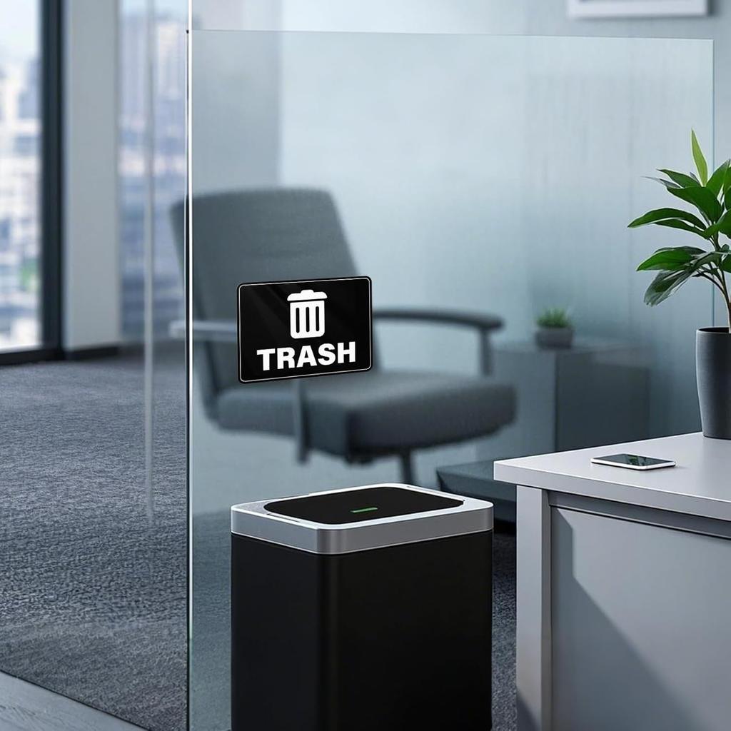 10 Pack Trash Cans Stickers 10 × 7 Inches Vinyl Weatherproof Self Adhesive Recycle Sign for Waste B Home Business