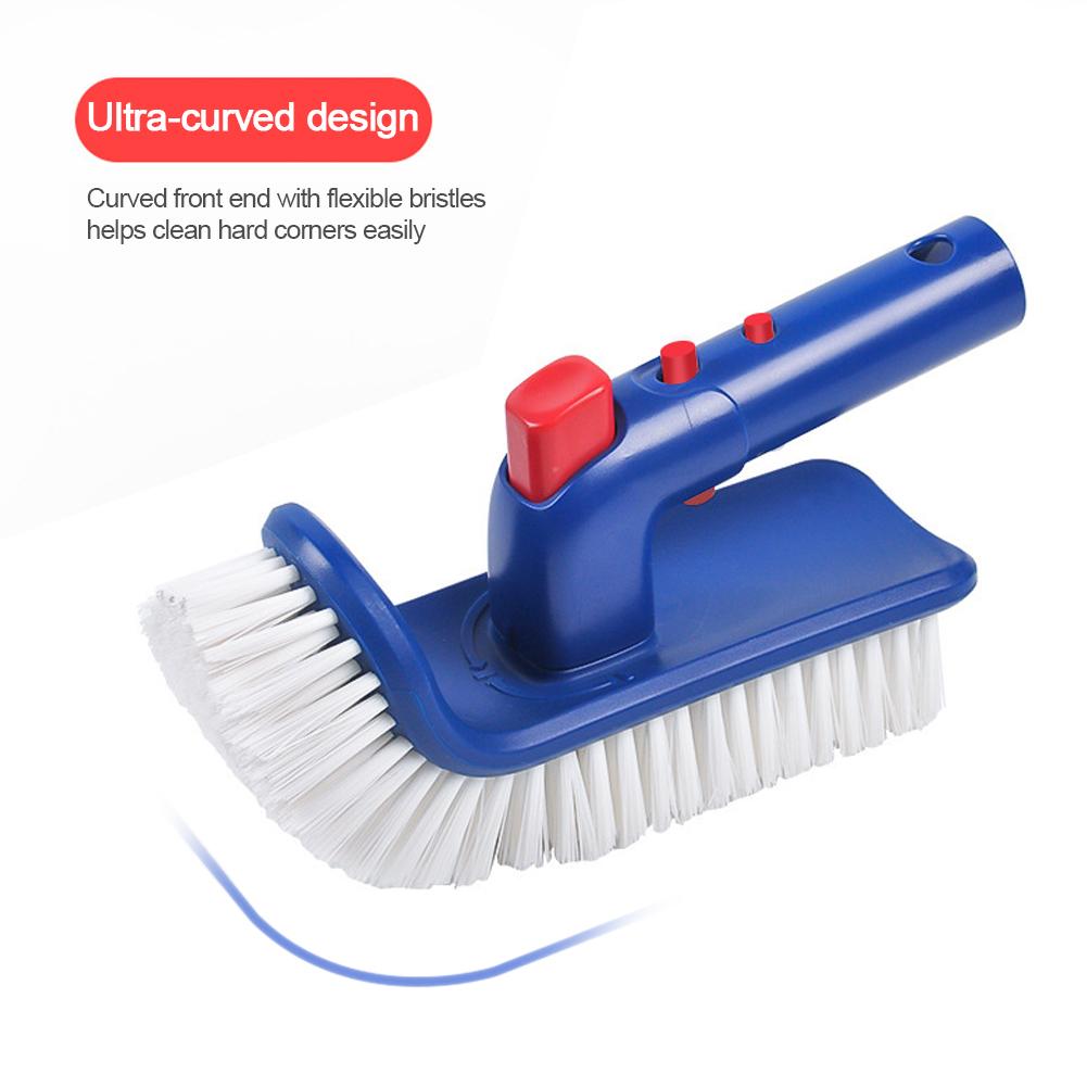 Pool Brush Pool Corner and Stair Brush Curved End 180 Degree Rotating Pool Cleaning Brush for Inground & Above Ground Pool
