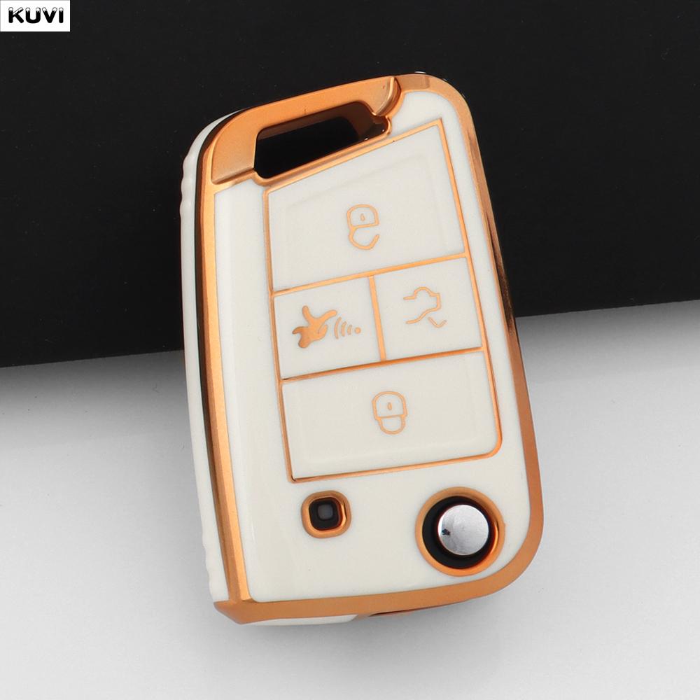 

TPU 3 4 Buttons Car Flip Key Case Cover For VW Volkswagen Golf 7 MK7 Tiguan MK2 For SEAT Ateca Leon FR 2 Ibiza For Skoda Octavia