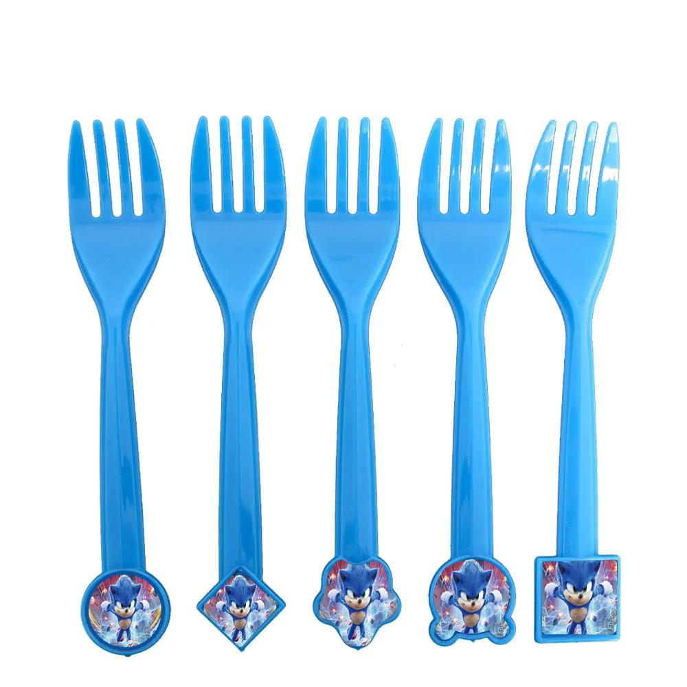 New Sonic Birthday Party Decoration Hedgehog Action Figure Party Paper Plate Knife Fork Paper Towel Cup Tablecloth Toy Kid Gifts