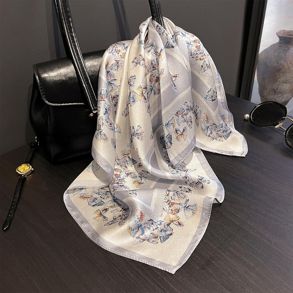 100% Reiner Echter Seidenschal Damen Haar Foulard Hohe Qualität Bandana Quadratisches Stirnband Hijab Druck Poncho bufandas Schals Pashmina