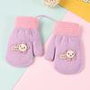 Baby Winter Gloves Cute Cartoon Thick Plush Knitted Mittens Outdoor Cold-proof Kids Boys Girls Full Finger Gloves With Ropes