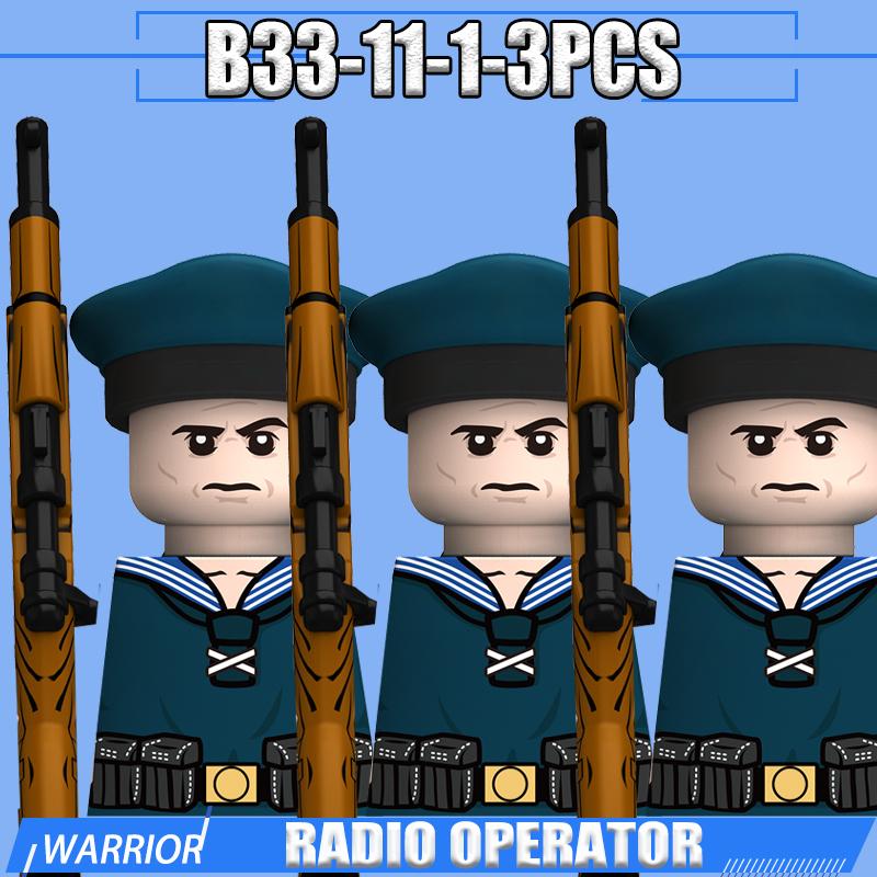 WW2 Military Navy Soldier Figures Building Blocks Leader Army Warrior Boat Commander Artillery Accessories Gun Bricks Toys Gifts