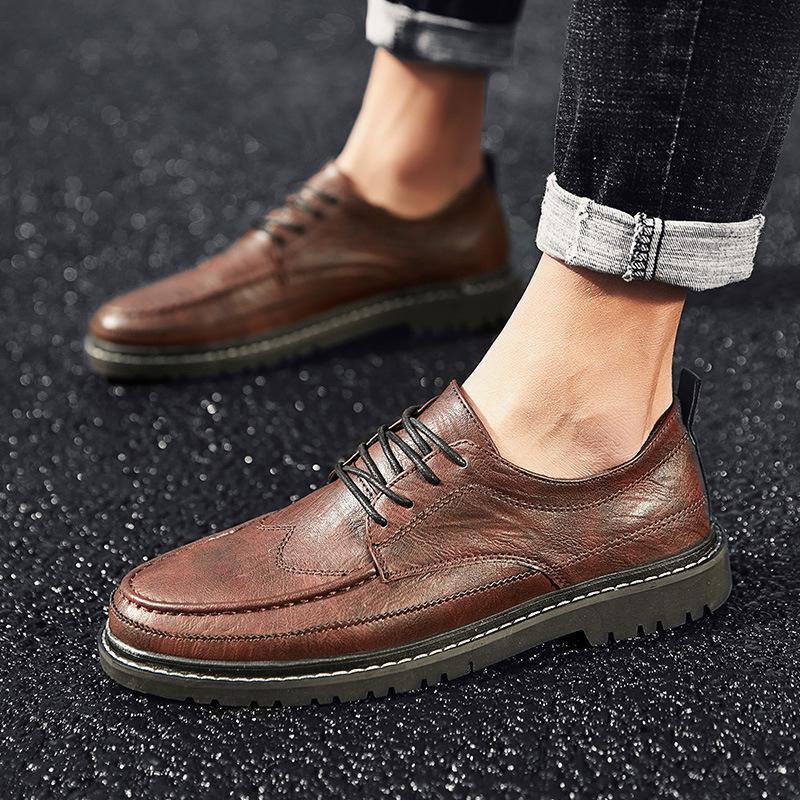 Men's Shoes Martin Shoes Casual British Small Leather Shoes Men's Business All-match Soft Sole