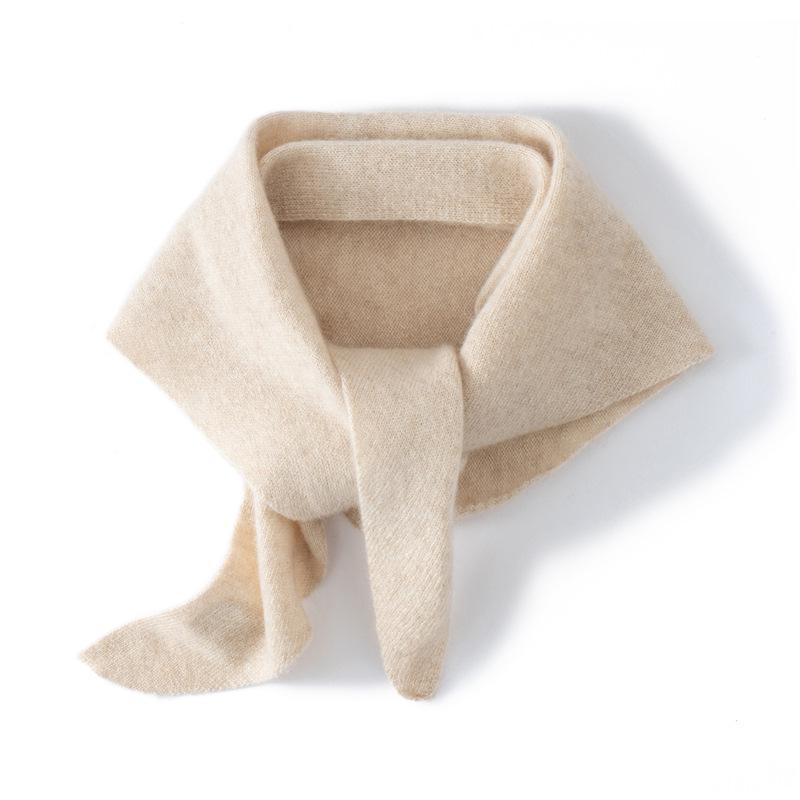 100% Pure Cashmere Women's Triangle Scarf - Solid Color, Autumn/Winter Versatile Knit Warmth