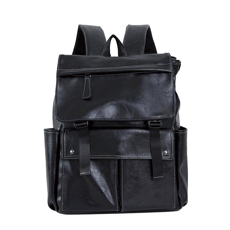 Schoolbag, business laptop handbag, unisex new PU soft leather backpack, fashionable commuter, large capacity travel backpack