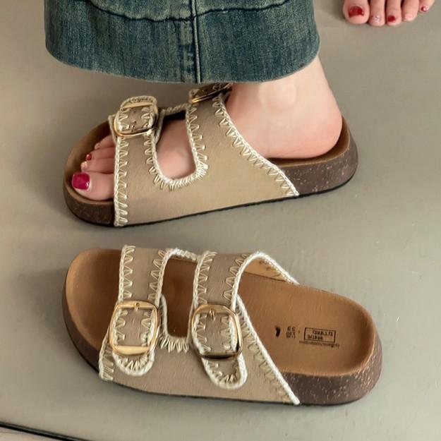 Boken slippers casual platform slippers women's outer wear new summer outer wear comfortable with skirt one-word slippers