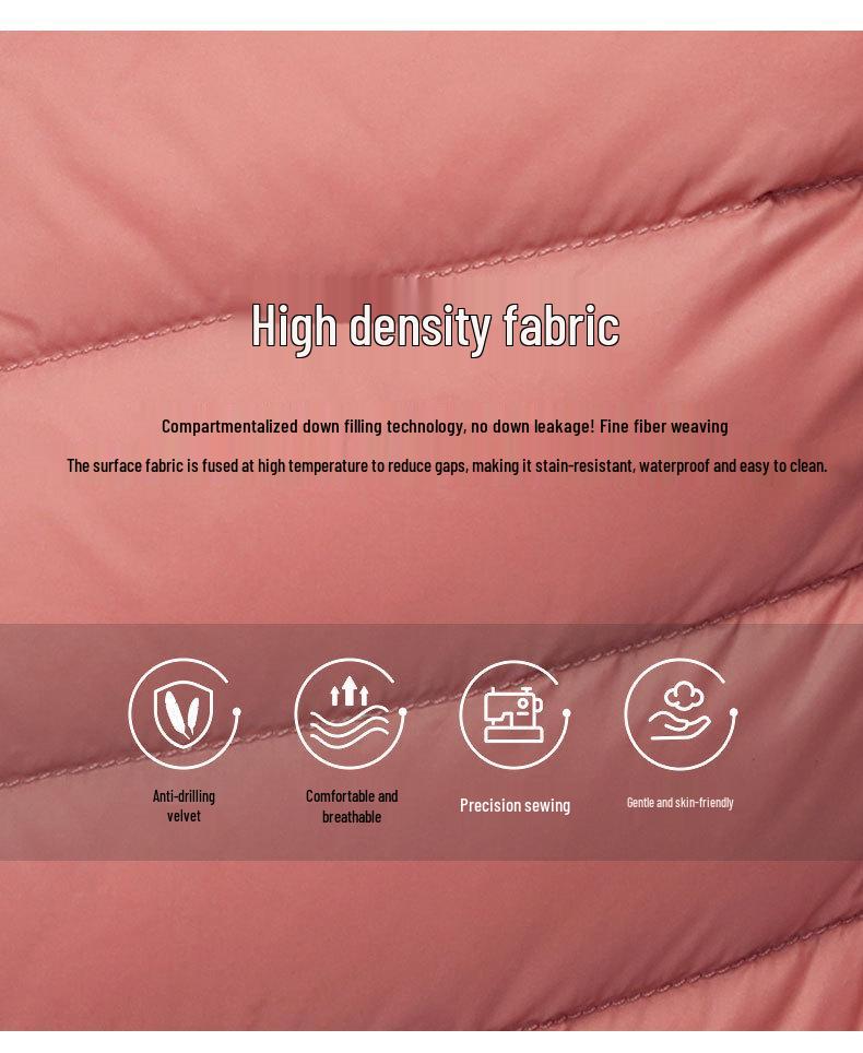 Women's Lightweight White Duck Down Vest: Short Stand-Up Collar Inner Layer for Winter