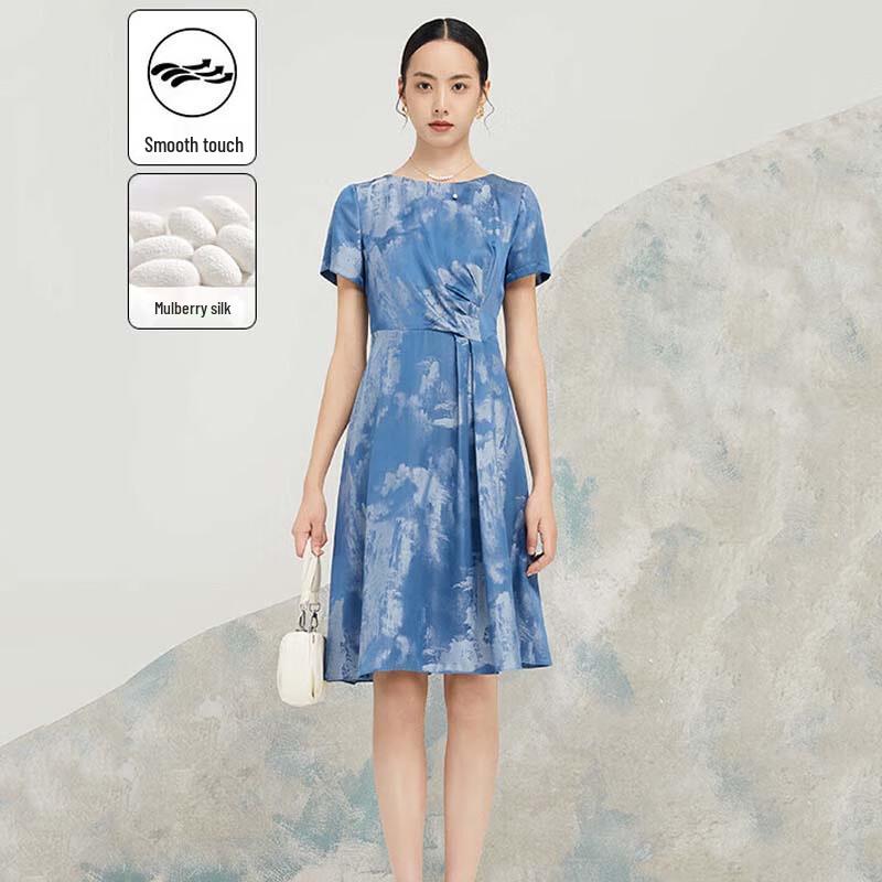 JESSIE Elegant Waist-cinching Dye Print Dress XL