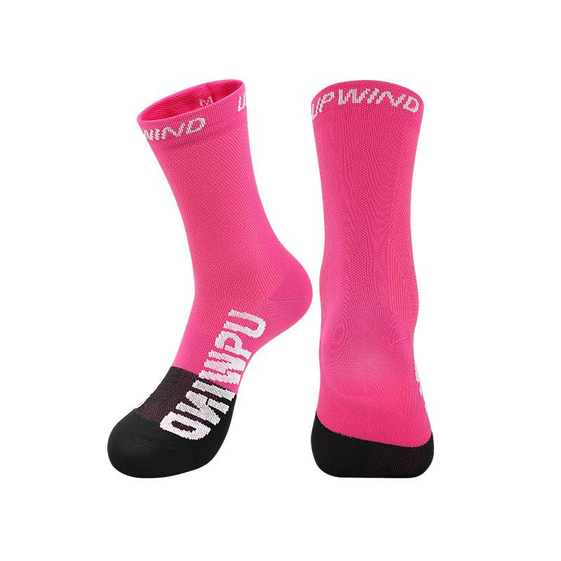 

Unisex Quick-Dry Mid-Calf Sports Socks - Sweat-Absorbent, Breathable, Pressure Fit for Running & Cycling M (EU 34-38) чёрный/розы красного