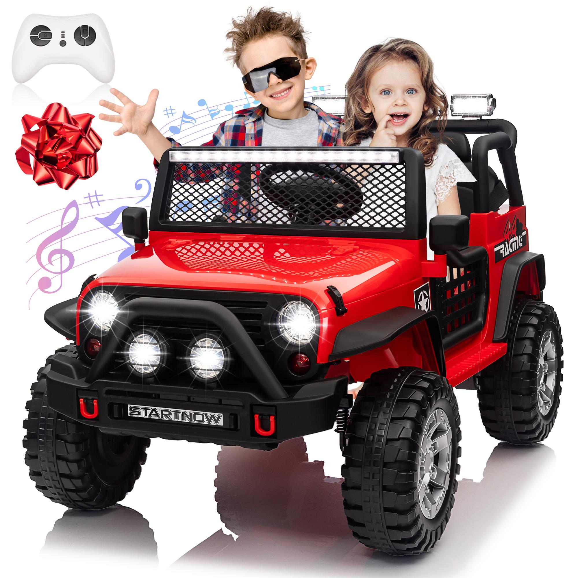 

24V 4WD Ride on Car Power 4 Wheels w/Gift Flower, Remote Control, 2 Seater, 4X200W Motor, 3 Speeds, Pop Music, Spring Suspension червоний