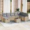 VidaXL 9-piece Garden Sofa Set with Beige Cushions In Poly Rattan 3359139