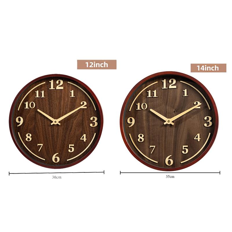 Vintage Wall Clocks Wooden Mechanism Silent Clock Living Room Interior Wall Watch Home Decor Round Clocks Room Furniture