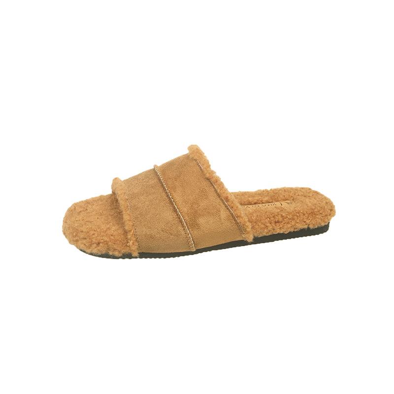 Internet celebrity Mao Mao slippers women's fashion wear 2025 autumn and winter new retro soft flat bottom home lazy one-word cotton mop