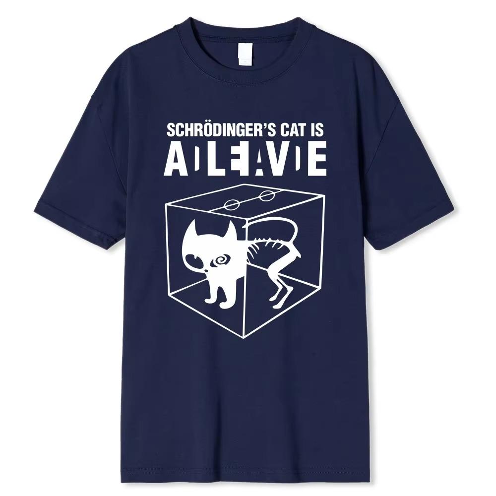 T-skjorte herre topp kvalitet 100 % bomull Schrodingers kattetrykk Kortermet herre T-skjorte Uformell The Big Bang Theory T-skjorte for kvinner