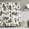 Farmhouse Animal Pattern Shower Curtain Set For Kids Bathrooms Blue Green White Colorful Cartoon Print Decorate Waterproof Fabri