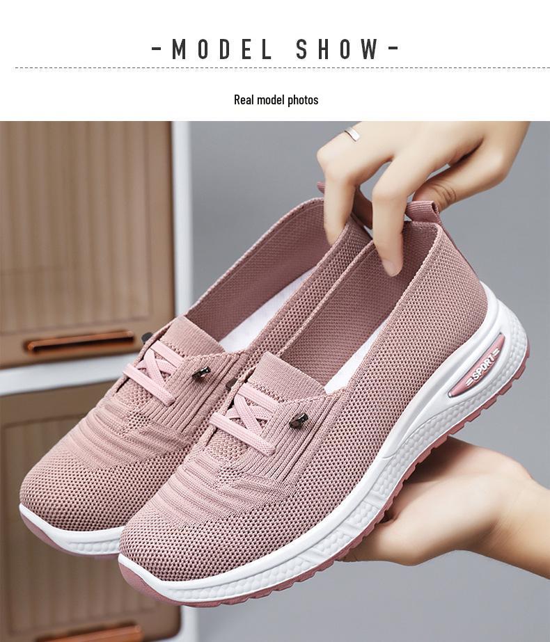 Plus Size Women's Flyknit Breathable Slip-On Canvas Casual Shoes