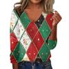 Women's Cute Sweatshirt Knitted Fashion Casual V-neck Long-sleeved Cozy Print Top