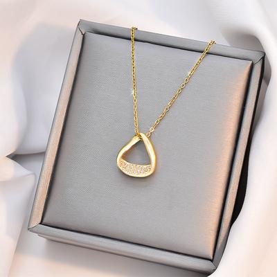 Micro-Inlaid Triangular Titanium Steel Necklace Female Creative Versatile Geometric Exquisite Pendant Collarbone Neck Chain